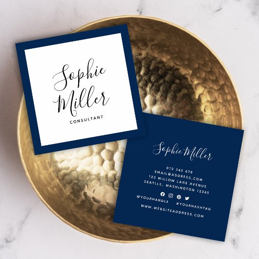 Editable Border Color Calligraphy Social Media Vierkante Visitekaartje