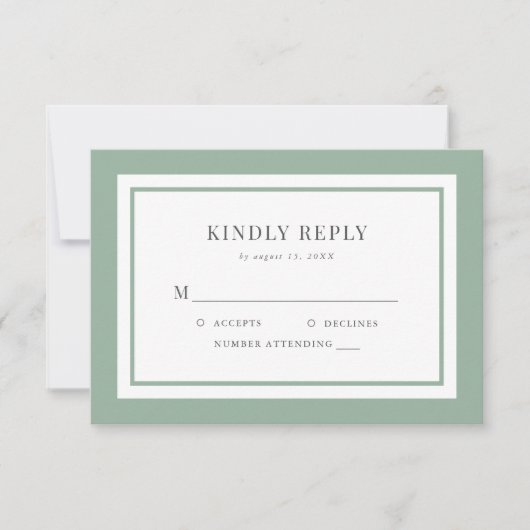 Editable Border Color Wedding RSVP Kaartje (Voorkant)
