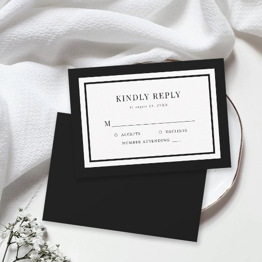 Editable Border Color Wedding RSVP Kaartje