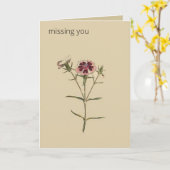 Editable Botanical China Dianthus Greeting Kaart (Gele Bloem)