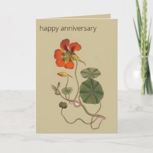 Editable Botanical Nasturtium Greeting Kaart