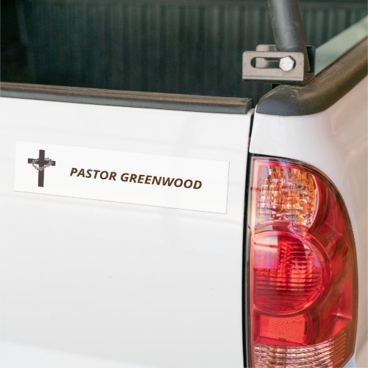 Editable Brown Crucifix met Thorns-naam Bumpersticker (Op Truck)