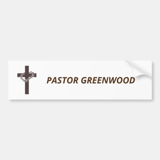 Editable Brown Crucifix met Thorns-naam Bumpersticker (Voorkant)
