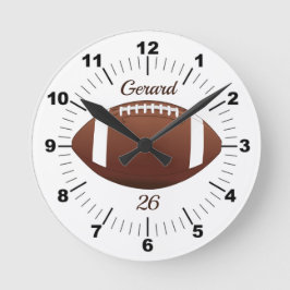 Editable Brown Football met naam en teamnummer Ronde Klok