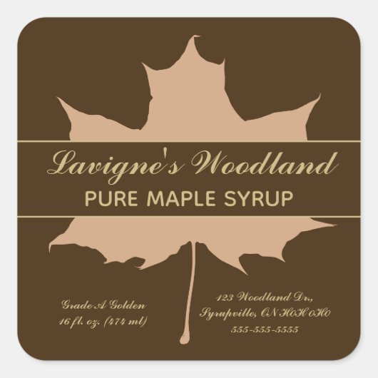 Editable Brown Maple Leaf Vierkante Sticker (Voorkant)