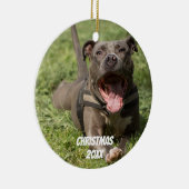 Editable Brown Pitbull in Grass Keramisch Ornament (Rechts)