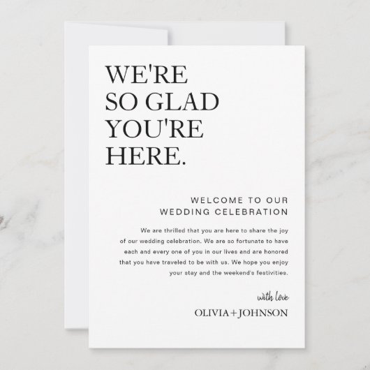 EDITABLE bruiloft welkomstbrief en reisschema Kaar Kaart (Voorkant)