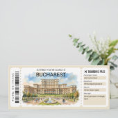 Editable Bucharest Plane Boarding Pass Ticket Kaart (Staand voorkant)