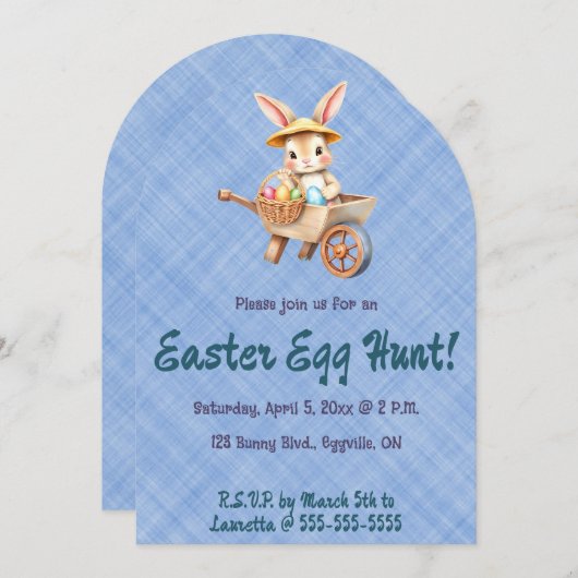 Editable Bunny Easter Egg Hunt Kaart (Voorkant / Achterkant)