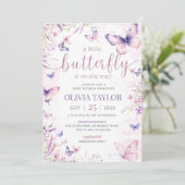Editable Butterfly Baby Shower Invitation, Pink Kaart (Staand voorkant)