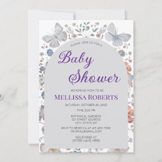 Editable Butterfly Theme Baby Shower Invitation Kaart