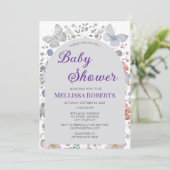 Editable Butterfly Theme Baby Shower Invitation Kaart (Staand voorkant)