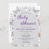 Editable Butterfly Theme Baby Shower Invitation Kaart (Voorkant / Achterkant)