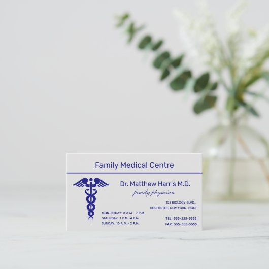 Editable Caduceus Medical Professional Business Visitekaartje (Staand voorkant)