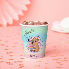 Editable Capybara Birthday Party Cup  Papieren Bekers