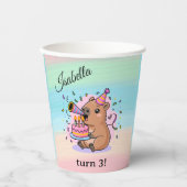 Editable Capybara Birthday Party Cup  Papieren Bekers (Voorkant)