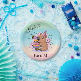 Editable Capybara Birthday Party Plate Cute Kids D Papieren Bordje