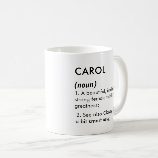 Editable Carol name definition, custom name Koffiemok (Voorkant rechts)