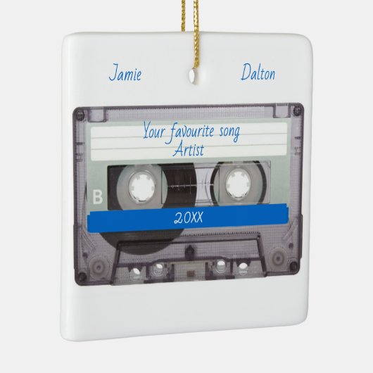 Editable Cassettebandje Kerstmis Keramisch Ornament (Rechts)