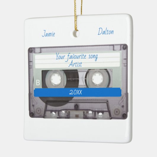 Editable Cassettebandje Kerstmis Keramisch Ornament (Links)