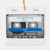 Editable Cassettebandje Kerstmis Keramisch Ornament (Voorkant)