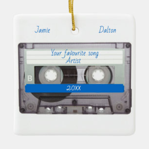 Editable Cassettebandje Kerstmis Keramisch Ornament