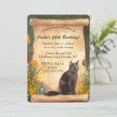 Editable Cat Scroll and Flowers Kaart (Staand voorkant)