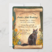Editable Cat Scroll and Flowers Kaart (Voorkant)