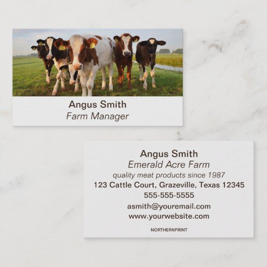 Editable Cattle Farmer Butcher Visitekaartje (Voorkant / Achterkant)