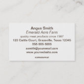 Editable Cattle Farmer Butcher Visitekaartje (Achterkant)