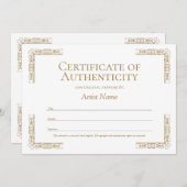 Editable Certificate of Authenticity Sjabloon Kaart (Voorkant / Achterkant)
