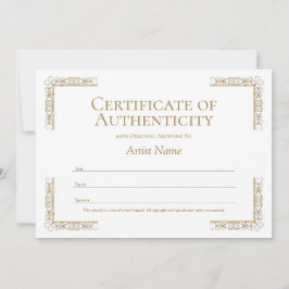 Editable Certificate of Authenticity Sjabloon Kaart