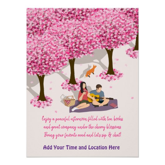 Editable Cherry Blossom Picnic Poster (Voorkant)