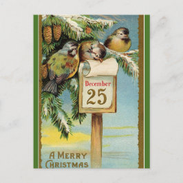 Editable Chickadees op 25 december Briefkaart