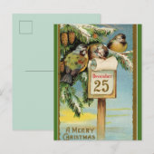 Editable Chickadees op 25 december Briefkaart (Voorkant / Achterkant)