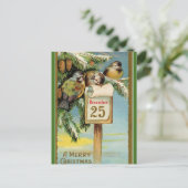 Editable Chickadees op 25 december Briefkaart (Staand voorkant)