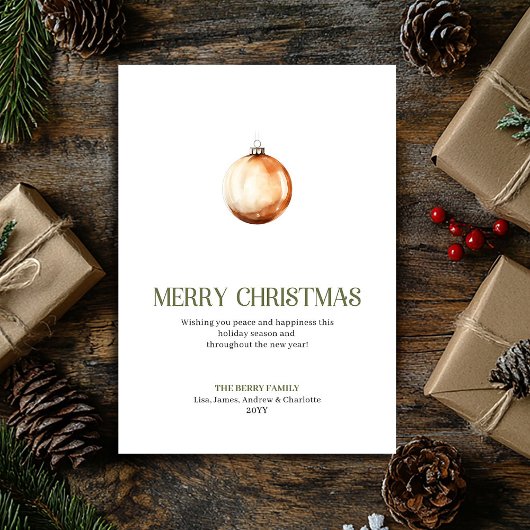 Editable Christmas Bauble Card Minimal Elegant   Feestdagenkaart