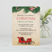 Editable Christmas Candy Cane Bough and Sleigh Kaart (Staand voorkant)