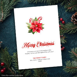 Editable Christmas Flowers Classic Greeting Card Feestdagenkaart