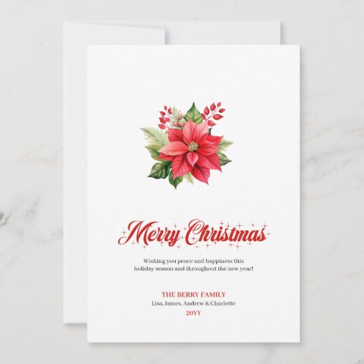 Editable Christmas Flowers Classic Greeting Card Feestdagenkaart (Voorkant)