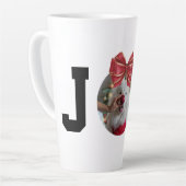 Editable Christmas JOY Ornament Photo Template Latte Mok (Linkerhoek)