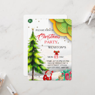 Editable Christmas Party Invitation, Printable Kaart