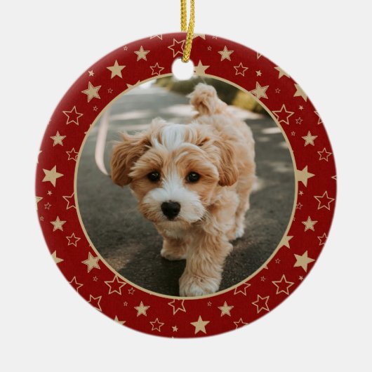 Editable Christmas Pet Photo Decoration Keramisch Ornament (Voorkant)