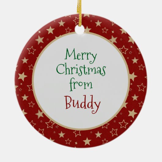 Editable Christmas Pet Photo Decoration Keramisch Ornament (Achterkant)