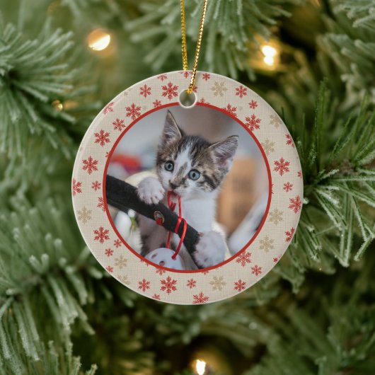 Editable Christmas Pet Photo Decoration Keramisch Ornament (Boom)