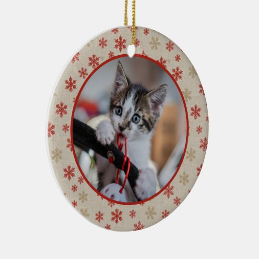 Editable Christmas Pet Photo Decoration Keramisch Ornament (Rechts)