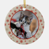 Editable Christmas Pet Photo Decoration Keramisch Ornament (Voorkant)