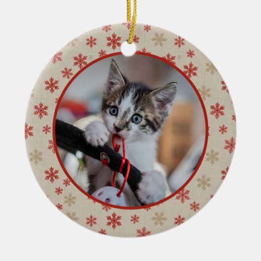Editable Christmas Pet Photo Decoration Keramisch Ornament (Voorkant)