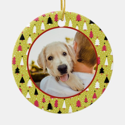 Editable Christmas Pet Photo Decoration Keramisch Ornament (Voorkant)