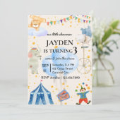 Editable Circus Birthday Invitation for Boys&Girls Kaart (Staand voorkant)